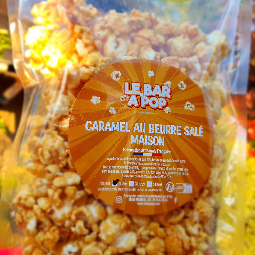 Popcorn au caramel beurre salé maison artisanal en Anjou