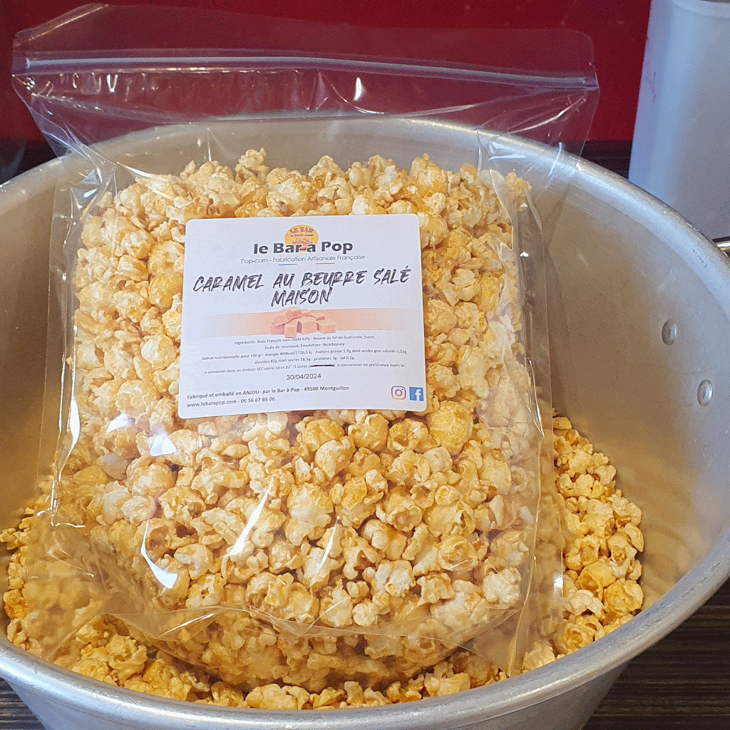 Pop-corn "Caramel beurre salé" - Sachet zippable de 5 Litres