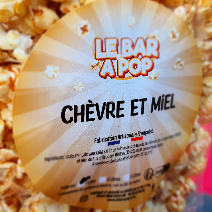 Pop-corn "CHEVRE & MIEL" un produit Original et Artisanal - 50cl