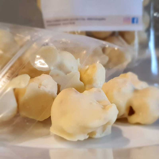 Pop-corn Enrobé de chocolat blanc sur un caramel Maison - 100g